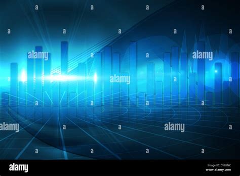 Blue bar chart graphic with light Stock Photo - Alamy