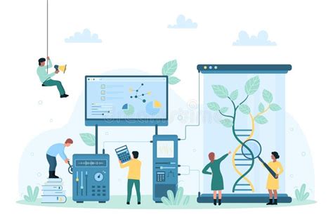 Scientific DNA Research of Plant in DNA Helix, Molecular Biology and Biotechnology Stock Vector ...