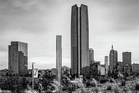 Downtown OKC Skyline From Scissortail Park - Black And White Photograph ...