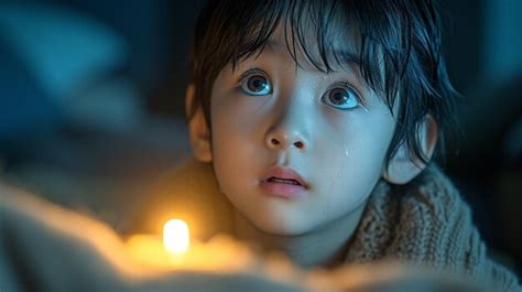 Premium Photo | A little Asian youngster tears in his eyes gazes ...