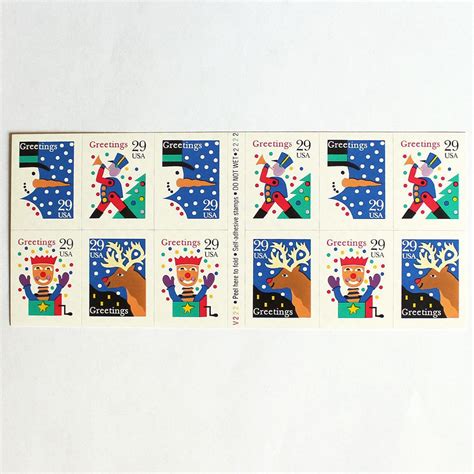 29c Christmas Greetings Stamps .. Vintage Unused US Postage Stamps ...