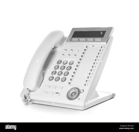 Modern telephone on white background Stock Photo - Alamy