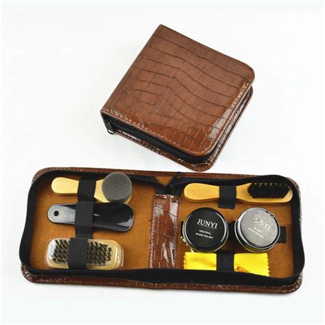 Leather Case Shoe Care Kit Shine Black & Neutral Polish Brushes Set for Boots Shoes Sneakers ...