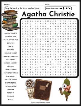 Agatha Christie Word Search Puzzle by Word Searches To Print | TPT