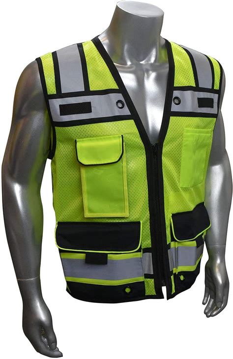 REXZUS (B) Engineer Safety Vest High Visibility Reflective Safety Vest Mesh with Zipper and ...