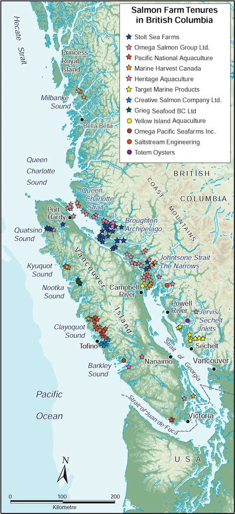 BC Fish Farm Map - British Columbia Canada • mappery