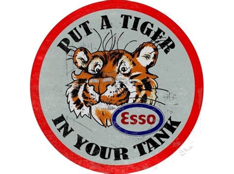 Esso Tiger in your Tank round tin metal sign - Nostalgia Highway