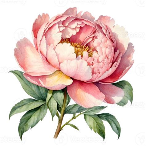 AI generated watercolor peach-color peony flower wreath png 39359304 PNG