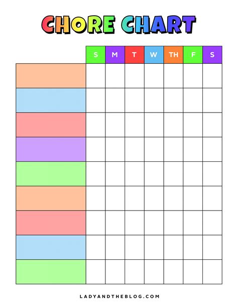 Family Chore Chart Printable - Printable Word Searches