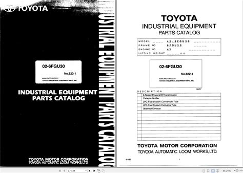 Toyota Forklift 6FGU15 - 6FGU30 6FDU15 - 6FDU30 Repair Parts Manual PDF