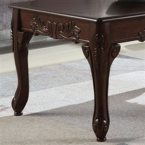3Pc Dark Cherry Finish Wood Coffee & End Table Set – Roundhill Furniture