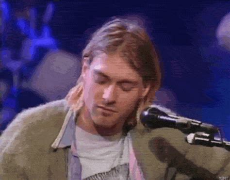 Kurt Cobain Headshake Curved Lips GIF | GIFDB.com