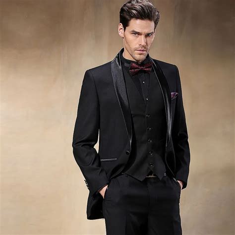 New Design Black Groom Wear Tuxedos Groomsmen Wedding Dress Man's Party Suit Full dress-in Suits ...