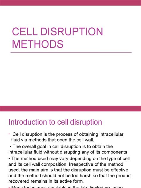 Cell Disruption Methods | PDF | Cell Membrane | Cell Wall