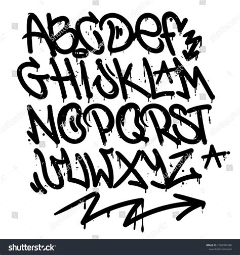 Set street type calligraphy design alphabet graffiti style tag letters ...