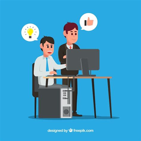 Escena de jefe y empleado trabajando juntos | Descargar Vectores gratis