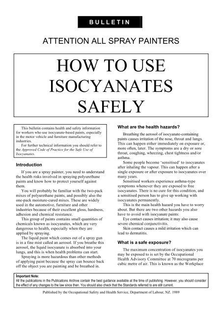 Isocyanates Safely - Attention all Spray Painters ... - Health and Safety