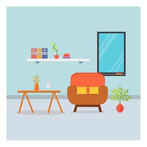 Premium Vector | Living room minimalist interior flat design