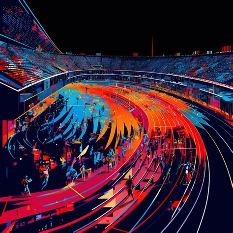 Premium AI Image | Stylized TopDown View of Track and Field Stadium ...