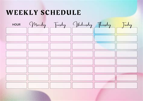 Weekly College Schedule Template
