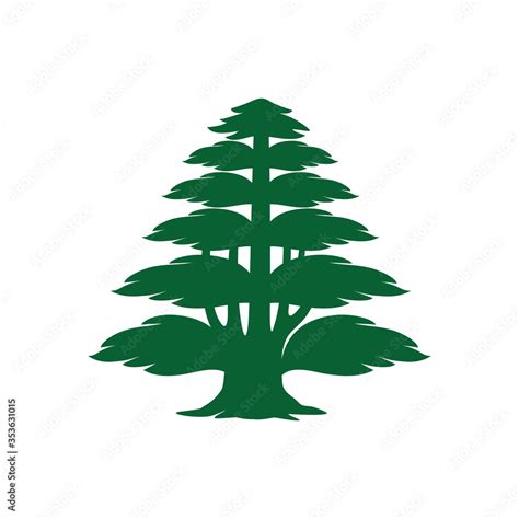 Vector silhouette of the cedar of Lebanon isolated on white background. Can be used as logo ...