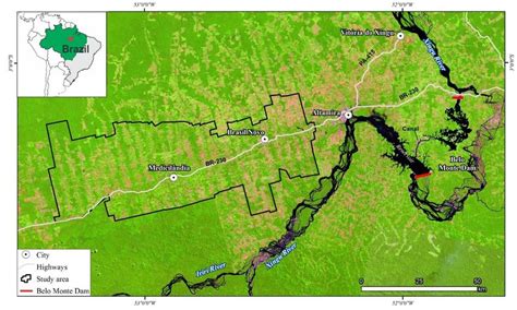 Map of the study area and Belo Monte Dam region. | Download Scientific ...