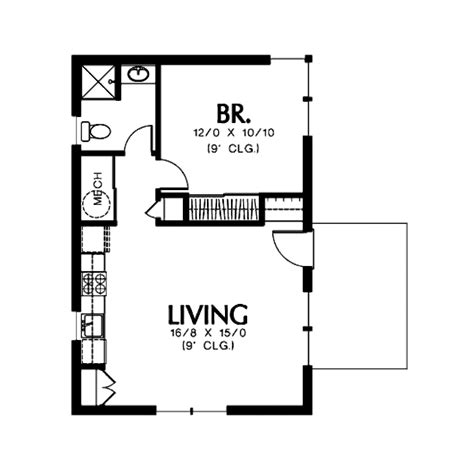 Modern Style House Plan - 1 Beds 1 Baths 600 Sq/Ft Plan #48-473 ...