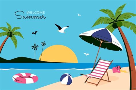 Free Vector | Flat background for summer season