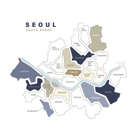 Seoul Neighborhood Map Printable Seoul Map Seoul Korea - Etsy