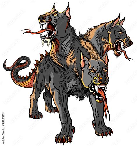 Cerberus hellhound Mythological three-headed dog the guard of the ...