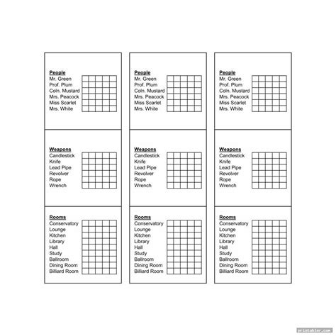 Clue Printable Sheets - Printable Word Searches