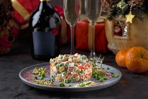 Premium Photo | Traditional russian christmas and new year salad olivier