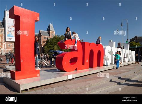 I AMsterdam letters at Museumplein square, Amsterdam, North Holland ...