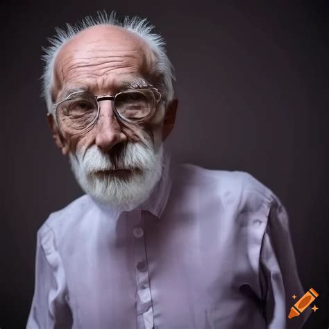 Elderly man wearing a transparent fractal shirt on Craiyon