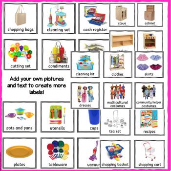 Editable Dramatic Play Center Labels for 3K, Pre-K, Preschool and Kindergarten