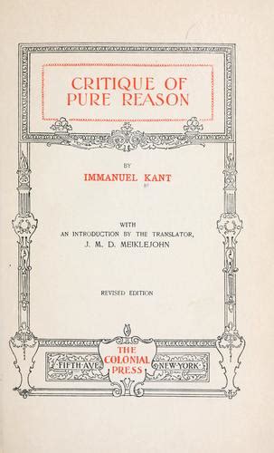 Critique of pure reason by Immanuel Kant | Open Library