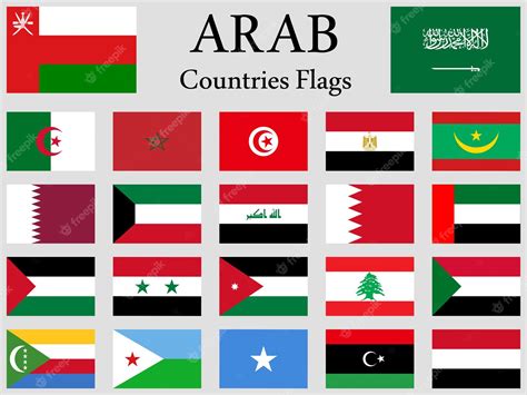 Premium Vector | Set of The 22 Arab Countries Flags Arab League Flags ...