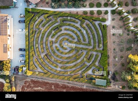 Maze in CyHerbia Botanical Park and Labyrinth in Cyprus island country ...