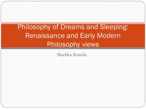 Early Modern Philosophy of Dreams