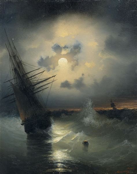 Ivan Konstantinovič Ajvazovskij (1817-1900), Barca a vela con luna ...