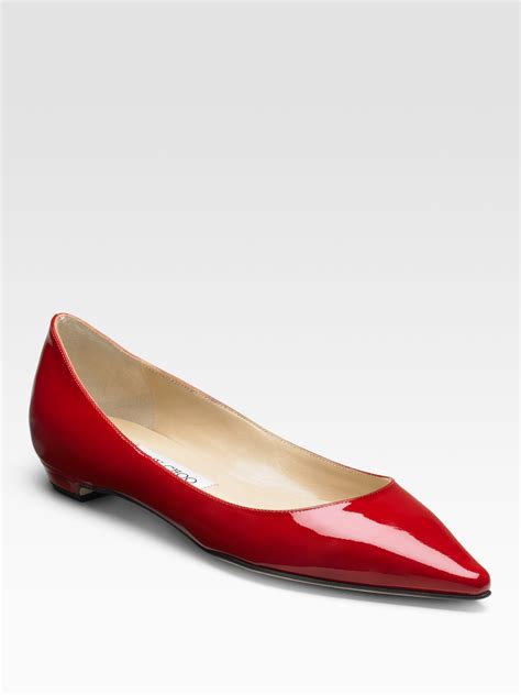 Lyst - Jimmy Choo Sandy Patent Leather Pointtoe Flats in Red