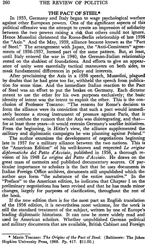 The Pact of Steel - *1.Mario Toscano: The Origins of the Pact of Steel ...
