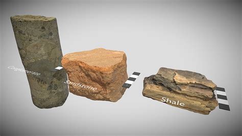 Conglomerate, sandstone, and shale - 3D model by UQ School of the ...