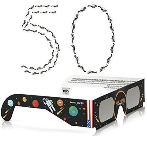 Solar Eclipse Glasses Bulk 50 Pack - CE and ISO Certified - Safe Solar Viewing - Viewer and ...