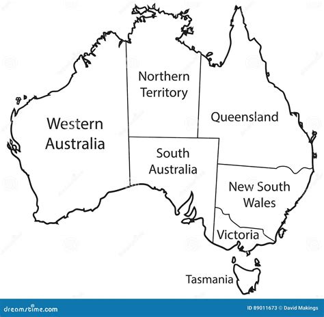 Australia Territories Outline Stock Illustration - Illustration of space, australia: 89011673