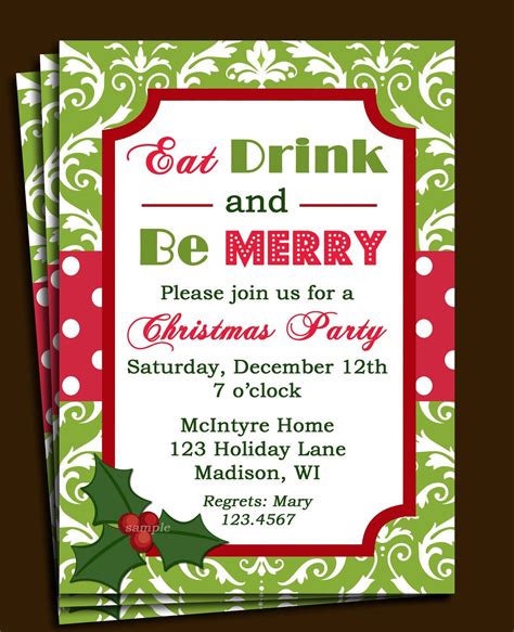 Invitation Letter Sample With Rsvp | Christmas party invitation template, Christmas party ...