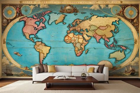 Premium Photo | Antique Globe Map Wall Mural