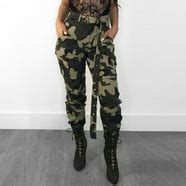 Womens Camo Cargo Trousers Casual Pants Military Army Combat Camouflage ...