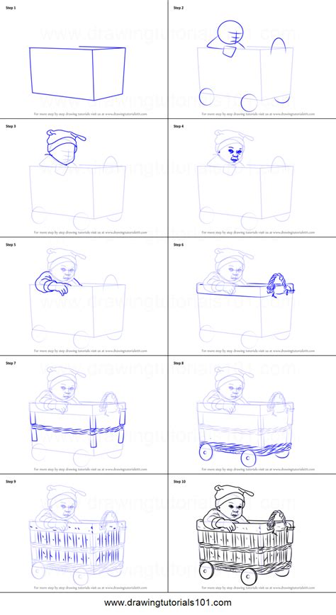 How to Draw a Baby in basket printable step by step drawing sheet ...