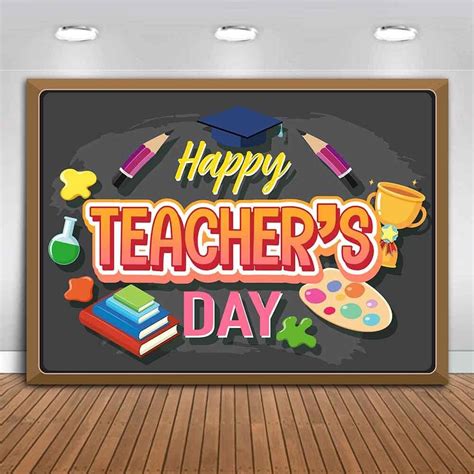 5x3ft Happy Teacher's Day Photography Backdrop Educational Study Background Pencil Book Tea ...